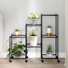 Black iron flower stand with wheels 83x25x83.5 cm by vidaXL, Pot stands - Ref: Foro24-343130, Price: 48,99 €, Discount: %