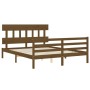 Honey brown wooden bed frame with headboard 160x200 cm by vidaXL, Beds and slatted bases - Ref: Foro24-3195169, Price: 158,81...