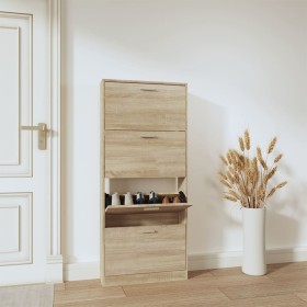 Shoe cabinet made of plywood in oak color, measuring 59x17x150 cm. by vidaXL, Shoe racks and shoe organizers - Ref: Foro24-34...