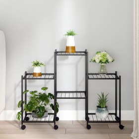 Black iron flower stand with wheels 83x25x63.5 cm by vidaXL, Pot stands - Ref: Foro24-343126, Price: 44,48 €, Discount: %