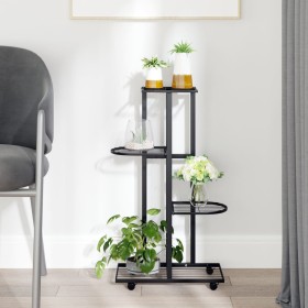 Flower stand 4 heights and wheels black iron 44x23x80 cm by vidaXL, Pot stands - Ref: Foro24-343115, Price: 35,99 €, Discount: %