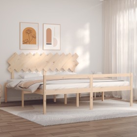 Bed for seniors with solid wood headboard 200x200cm by vidaXL, Beds and slatted bases - Ref: Foro24-3195566, Price: 167,99 €,...