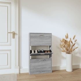 Sonoma gray plywood shoe cabinet 59x17x108 cm by vidaXL, Shoe racks and shoe organizers - Ref: Foro24-342532, Price: 102,68 €...