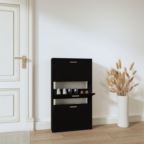 Black plywood shoe cabinet 59x17x108 cm by vidaXL, Shoe racks and shoe organizers - Ref: Foro24-342528, Price: 92,77 €, Disco...