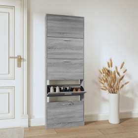 Mueble zapatero madera contrachapada gris Sonoma 59x17x169 cm de vidaXL, Zapateros y organizadores de calzado - Ref: Foro24-3...