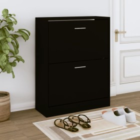 Black plywood shoe cabinet 63x24x81 cm by vidaXL, Shoe racks and shoe organizers - Ref: Foro24-342558, Price: 73,37 €, Discou...