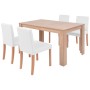 Dining table chairs 5 pieces oak artificial leather cream color by vidaXL, Furniture sets for kitchens and dining rooms - Ref...