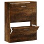 Smoked oak plywood shoe cabinet 63x24x81 cm by vidaXL, Shoe racks and shoe organizers - Ref: Foro24-342561, Price: 65,67 €, D...