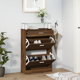 Oak brown plywood shoe cabinet 63x24x104 cm by vidaXL, Shoe racks and shoe organizers - Ref: Foro24-342569, Price: 104,99 €, ...