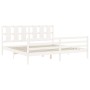 White solid wood bed frame with headboard 200x200 cm by vidaXL, Beds and slatted bases - Ref: Foro24-3194137, Price: 161,04 €...