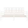 White solid wood bed frame with headboard 200x200 cm by vidaXL, Beds and slatted bases - Ref: Foro24-3194137, Price: 161,04 €...