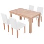 Dining table chairs 5 pieces oak artificial leather cream color by vidaXL, Furniture sets for kitchens and dining rooms - Ref...