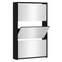 Shoe cabinet with mirror, 3 levels, black, 63x17x102.5 cm by vidaXL, Shoe racks and shoe organizers - Ref: Foro24-342635, Pri...