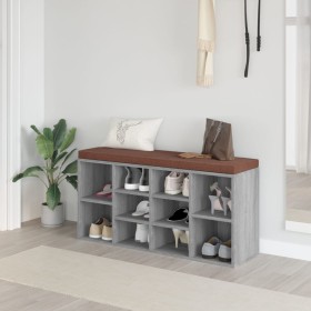 Banco zapatero madera contrachapada gris Sonoma 103x30x48 cm de vidaXL, Bancos para recibidores y almacenamiento - Ref: Foro2...