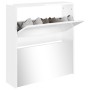 Shoe cabinet with mirror 2 levels glossy white 63x17x67 cm by vidaXL, Shoe racks and shoe organizers - Ref: Foro24-342631, Pr...