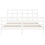 Double bed frame with white solid wood headboard by vidaXL, Beds and slatted bases - Ref: Foro24-3193992, Price: 145,25 €, Di...