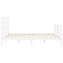 Double bed frame with white solid wood headboard by vidaXL, Beds and slatted bases - Ref: Foro24-3193992, Price: 145,25 €, Di...