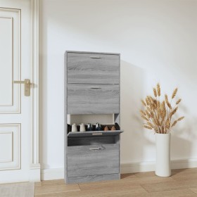 Mueble zapatero madera contrachapada gris Sonoma 59x17x150 cm de vidaXL, Zapateros y organizadores de calzado - Ref: Foro24-3...