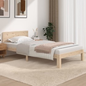 Solid pine wood bed frame 100x200 cm by vidaXL, Beds and slatted bases - Ref: Foro24-833111, Price: 118,82 €, Discount: %