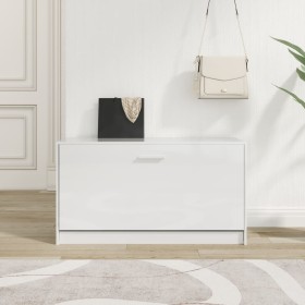 Glossy white plywood shoe bench 80x24x45 cm by vidaXL, Shoe racks and shoe organizers - Ref: Foro24-342643, Price: 68,72 €, D...