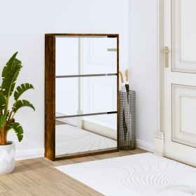 Shoe cabinet and mirror 3 levels smoked oak 63x17x102.5 cm by vidaXL, Shoe racks and shoe organizers - Ref: Foro24-342638, Pr...