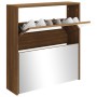 Shoe cabinet with mirror 2 levels brown oak 63x17x67 cm by vidaXL, Shoe racks and shoe organizers - Ref: Foro24-342634, Price...