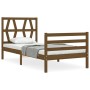 Honey brown solid wood bed frame with headboard 90x200cm by vidaXL, Beds and slatted bases - Ref: Foro24-3194364, Price: 115,...