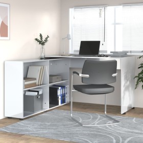 White glossy plywood corner desk by vidaXL, Desks - Ref: Foro24-342661, Price: 175,57 €, Discount: %