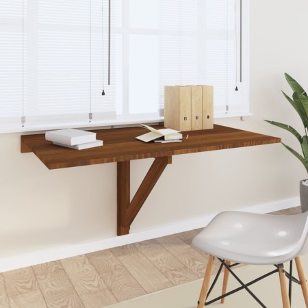 Oak brown plywood folding wall table 100x60x56 cm by vidaXL, Folding tables - Ref: Foro24-342652, Price: 74,81 €, Discount: %