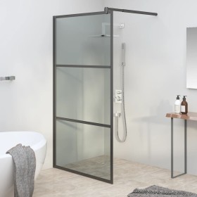 Accessible shower screen dark black ESG glass 115x195 cm by vidaXL, Shower walls and screens - Ref: Foro24-151892, Price: 193...