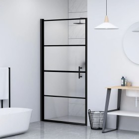 Black semi-frosted glass shower door 81x195 cm by vidaXL, shower doors - Ref: Foro24-151865, Price: 191,59 €, Discount: %