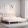 Bed frame with solid wood headboard 200x200 cm by vidaXL, Beds and slatted bases - Ref: Foro24-3193616, Price: 139,91 €, Disc...