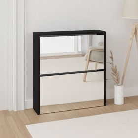 Mueble zapatero con espejo 2 niveles negro 63x17x67 cm de vidaXL, Zapateros y organizadores de calzado - Ref: Foro24-342629, ...