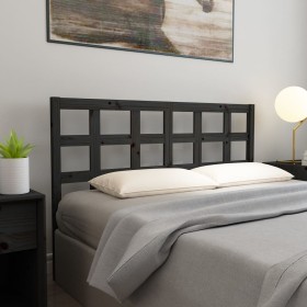 Solid black pine wood bed headboard 156x4x100 cm by vidaXL, Headboards and footboards - Ref: Foro24-817899, Price: 51,34 €, D...