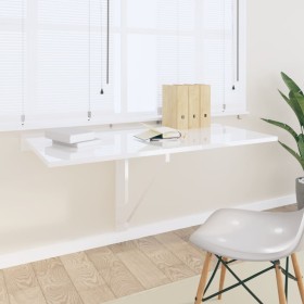 Mesa de pared plegable contrachapada blanco brillo 100x60x56 cm de vidaXL, Mesas plegables - Ref: Foro24-342649, Precio: 68,6...