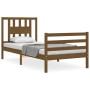 Honey brown solid wood bed frame and headboard 100x200 cm by vidaXL, Beds and slatted bases - Ref: Foro24-3194564, Price: 114...