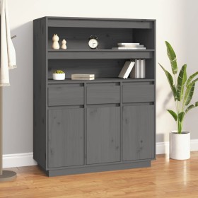 Tall sideboard in solid gray pine wood 89x40x116.5 cm by vidaXL, Sideboards - Ref: Foro24-818217, Price: 170,49 €, Discount: %