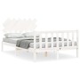 White solid wood bed frame with headboard 120x200 cm by vidaXL, Beds and slatted bases - Ref: Foro24-3193462, Price: 131,45 €...