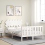 White solid wood bed frame with headboard 120x200 cm by vidaXL, Beds and slatted bases - Ref: Foro24-3193462, Price: 131,45 €...