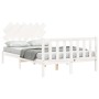 White solid wood bed frame with headboard 120x200 cm by vidaXL, Beds and slatted bases - Ref: Foro24-3193462, Price: 131,45 €...