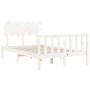 White solid wood bed frame with headboard 120x200 cm by vidaXL, Beds and slatted bases - Ref: Foro24-3193462, Price: 131,45 €...