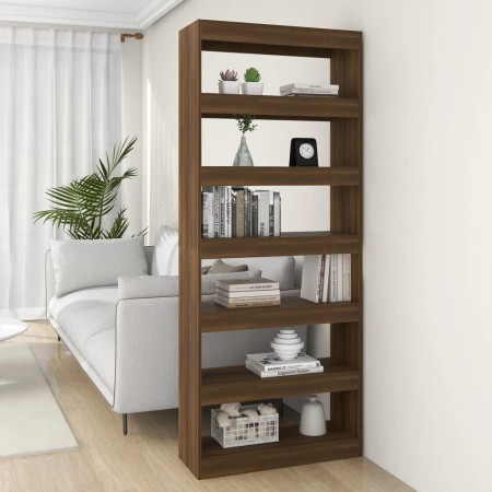 Estantería/divisor madera ingeniería marrón roble 80x30x198 cm de vidaXL, Librerías y estanterías - Ref: Foro24-813628, Preci...