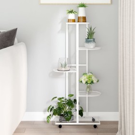 Flower stand 5 heights white iron wheels 44x23x100cm by vidaXL, Pot stands - Ref: Foro24-343118, Price: 40,51 €, Discount: %