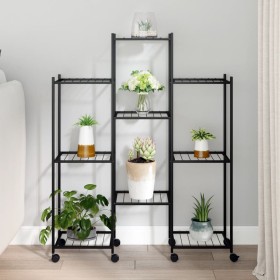 Black iron flower stand with wheels 83x25x100 cm by vidaXL, Pot stands - Ref: Foro24-343124, Price: 57,56 €, Discount: %