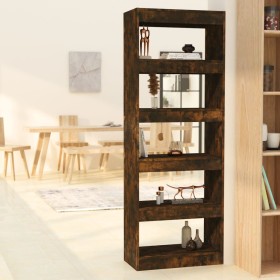 Shelving unit/divider made of smoked oak engineered wood, measuring 60x30x166 cm. by vidaXL, Bookcases and shelves - Ref: For...