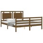 Honey brown wooden bed frame with headboard 160x200 cm by vidaXL, Beds and slatted bases - Ref: Foro24-3194064, Price: 177,99...