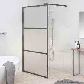 Accessible shower screen black frosted ESG glass 100x195 cm by vidaXL, Shower walls and screens - Ref: Foro24-151878, Price: ...