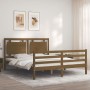 Honey brown wooden bed frame with headboard 160x200 cm by vidaXL, Beds and slatted bases - Ref: Foro24-3194064, Price: 177,99...