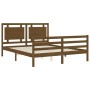 Honey brown wooden bed frame with headboard 160x200 cm by vidaXL, Beds and slatted bases - Ref: Foro24-3194064, Price: 177,99...