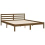 Honey brown wooden bed frame with headboard 160x200 cm by vidaXL, Beds and slatted bases - Ref: Foro24-3194064, Price: 177,99...